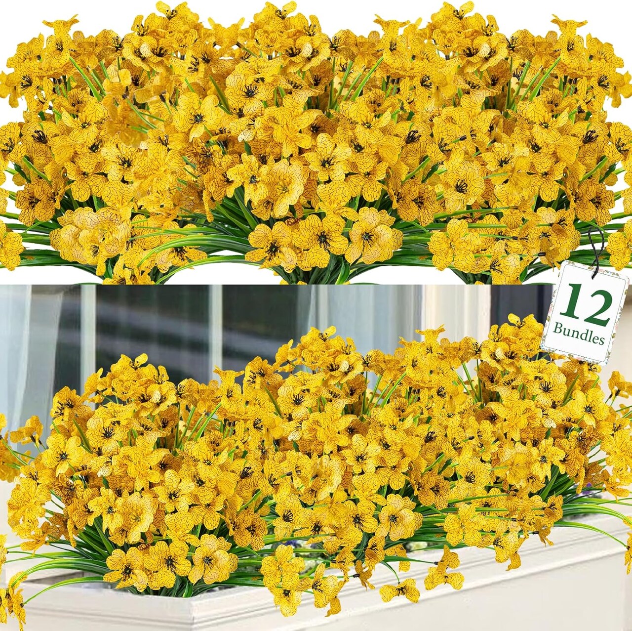 12 Bundles Artificial Flowers for Decorations Fake Silk Plants